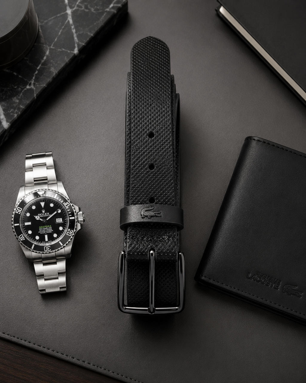 Lacoste Perforated Leather Belt Black RC4084 000