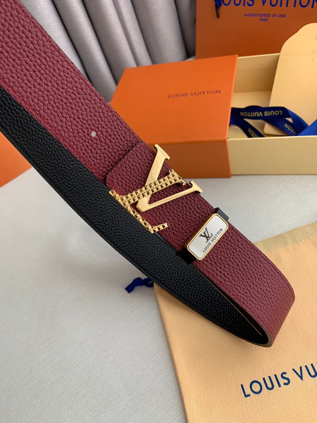 LOUIS VUITTON LV 25S BELT 38 MM IN DARK RED CALFSKIN 593214