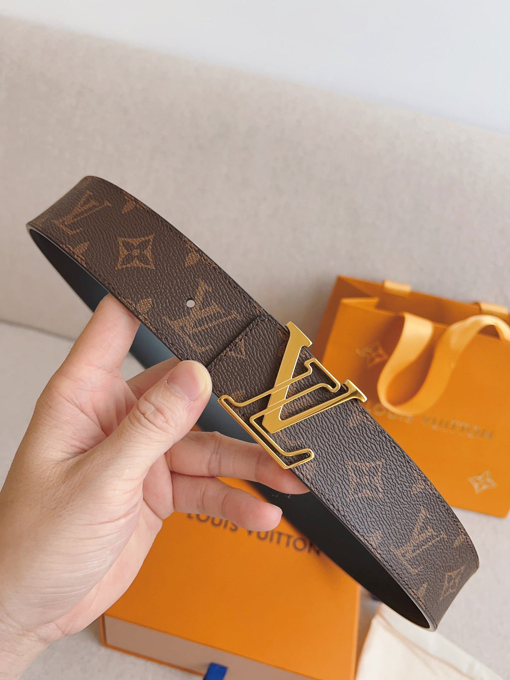 LOUIS VUITTON LV 25S BELT 40 MM IN BROWN CALFSKIN 593208