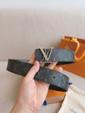 LOUIS VUITTON LV 25S BELT 40 MM IN BLACK MIX GREY CALFSKIN 593206
