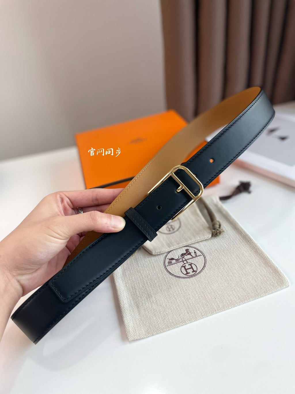 HM ROMAIN 35MM BELT BLACK LEATHER GOLD HARDWARE|Hermès belt