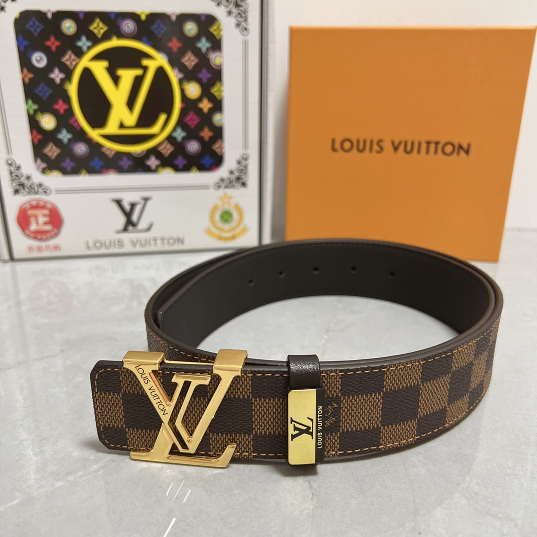 LOUIS VUITTON LV 25S BELT 38 MM IN BROWN CALFSKIN 593202