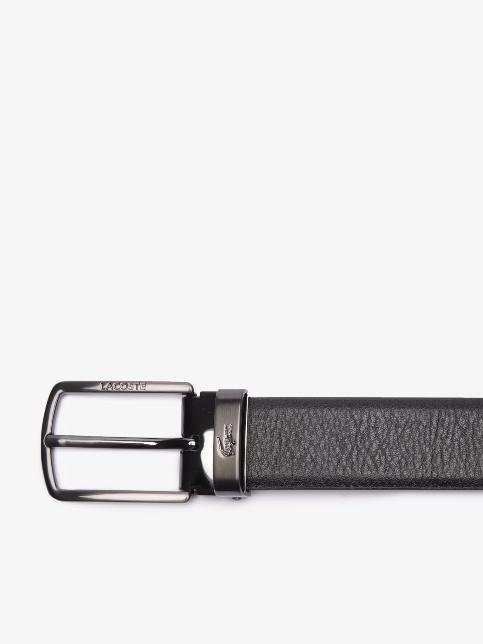 LACOSTE Smooth Leather Belt and 2 Buckle Gift Set Black Navy