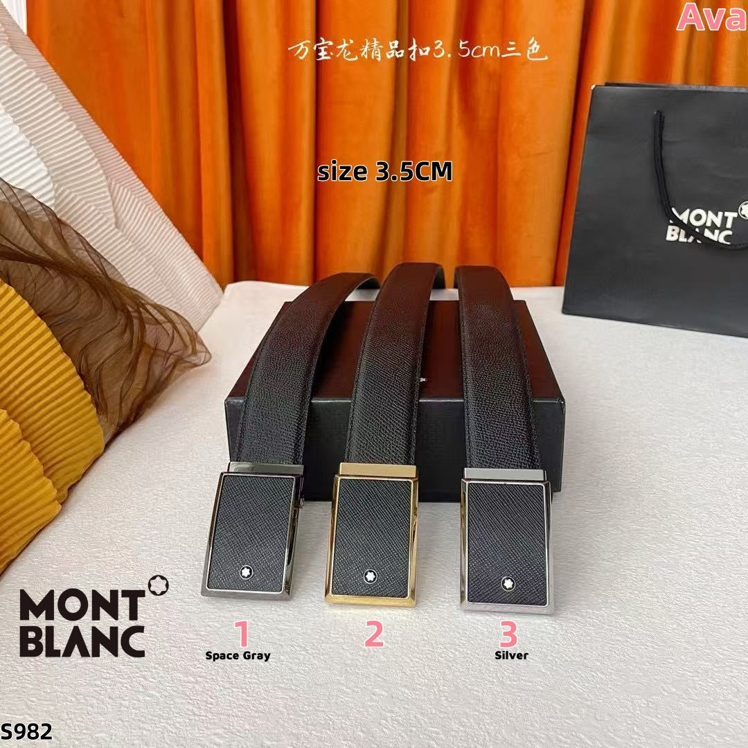 S982 Montblanc black cross-stitch belt
