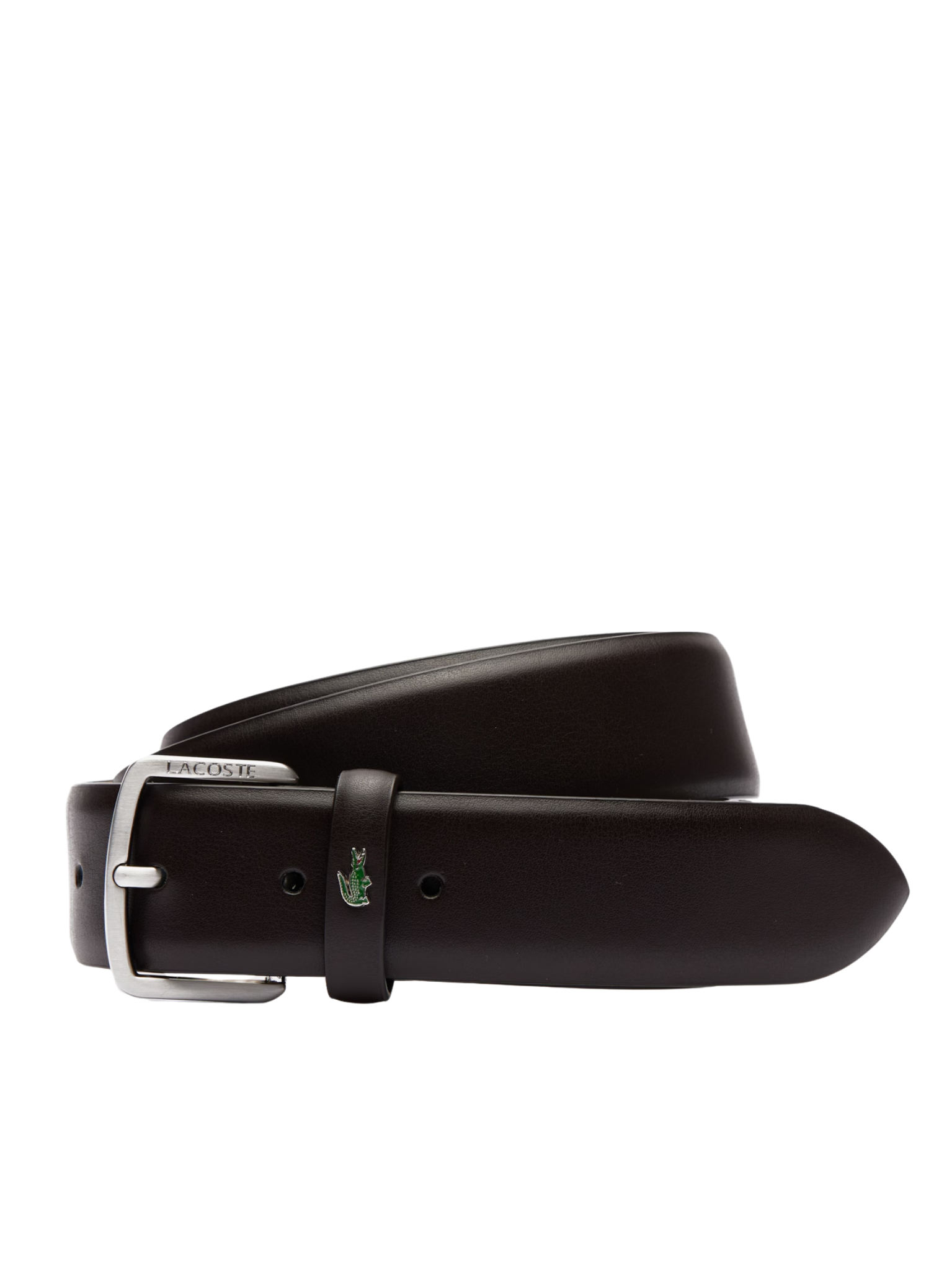 LACOSTE Smooth Leather Belt Dark Brown