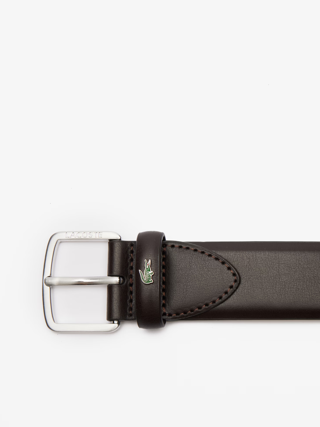 LACOSTE Smooth Leather Belt Dark Brown