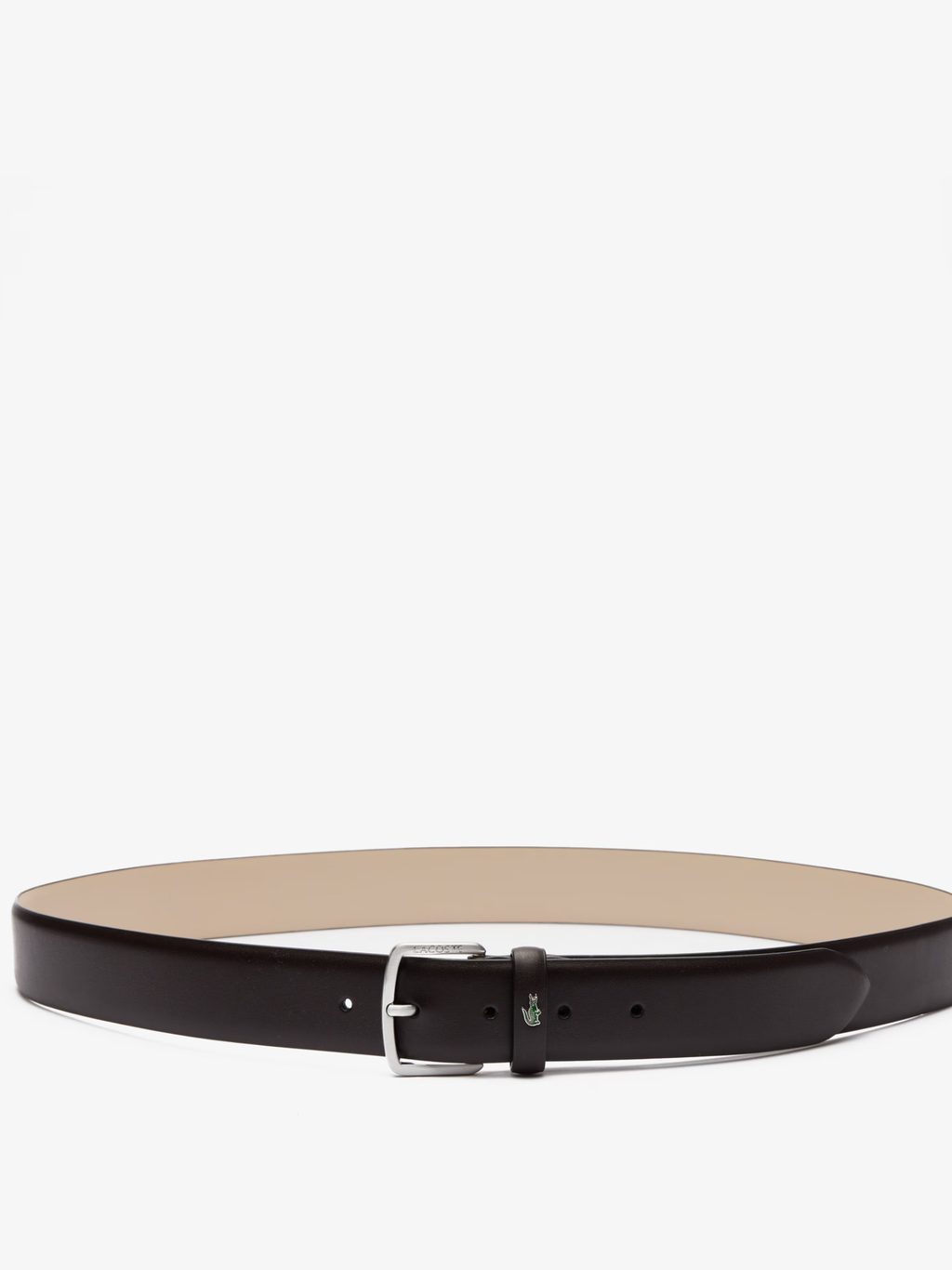 LACOSTE Smooth Leather Belt Dark Brown