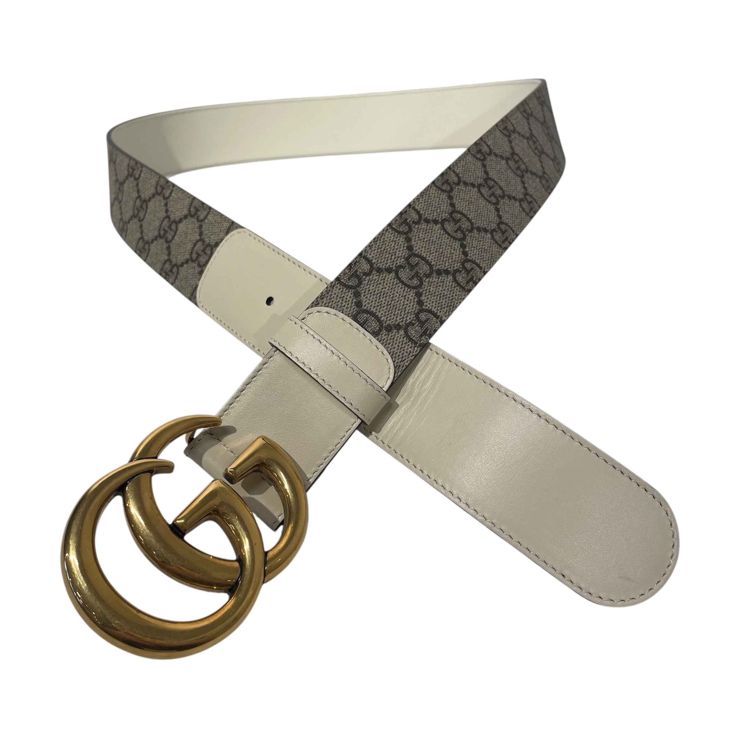 GUCCI/Belt/Monogram/Leather/CRM/L's/