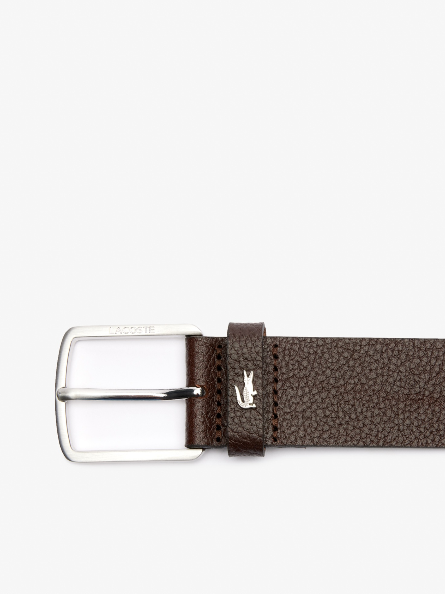 LACOSTE Grained Leather Belt Brown