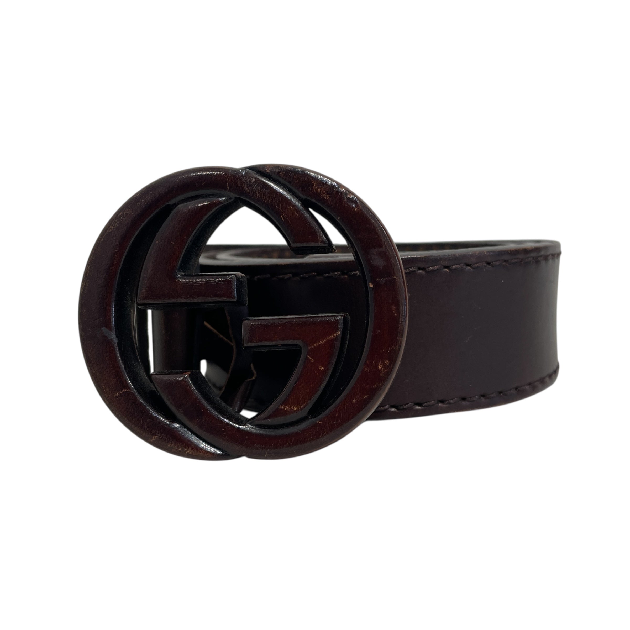 GUCCI/Belt/Leather/BRW/Interlocking G Wood Belt