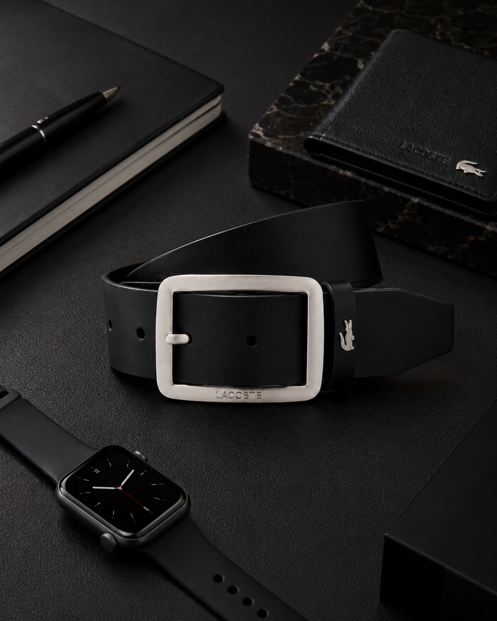Lacoste Raw Edges Leather Belt Black RC3096 000