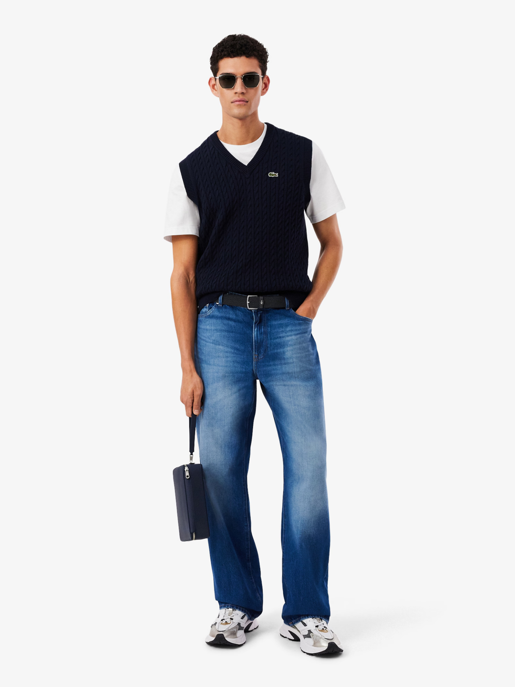 LACOSTE Stretch Canvas Strap Belt Black