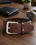 Lacoste Raw Edges Leather Belt Light Brown RC3089 R98