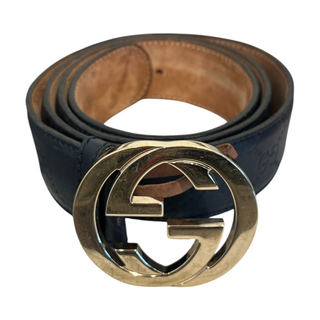 GUCCI/Accessories/Leather/NVY/M's/GG embossed belt