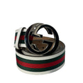 GUCCI/Belt/Leather/WHT/M's/INTERLOCKING G RED GREEN LINE