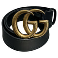 GUCCI/Belt/Leather/BLK/M's/GOLD GG BUCKLE