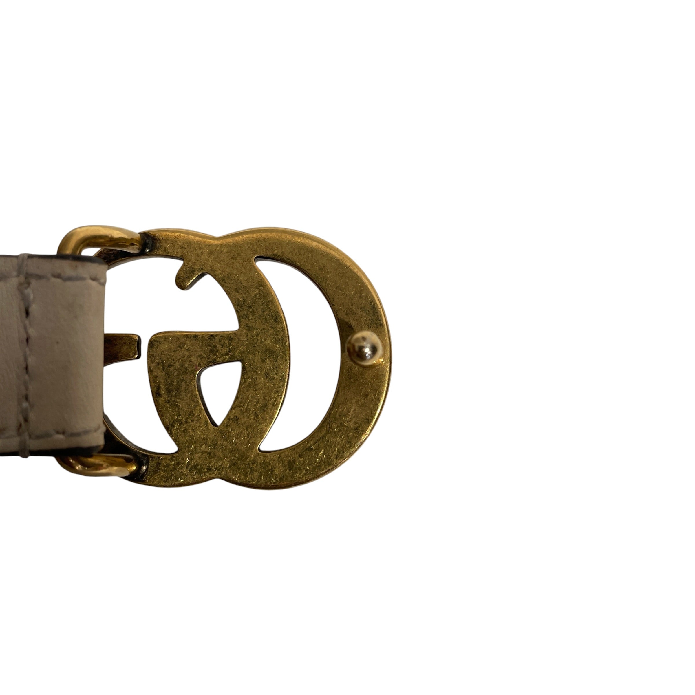 GUCCI/Belt/Leather/CRM/L's/GOLD GG BELT