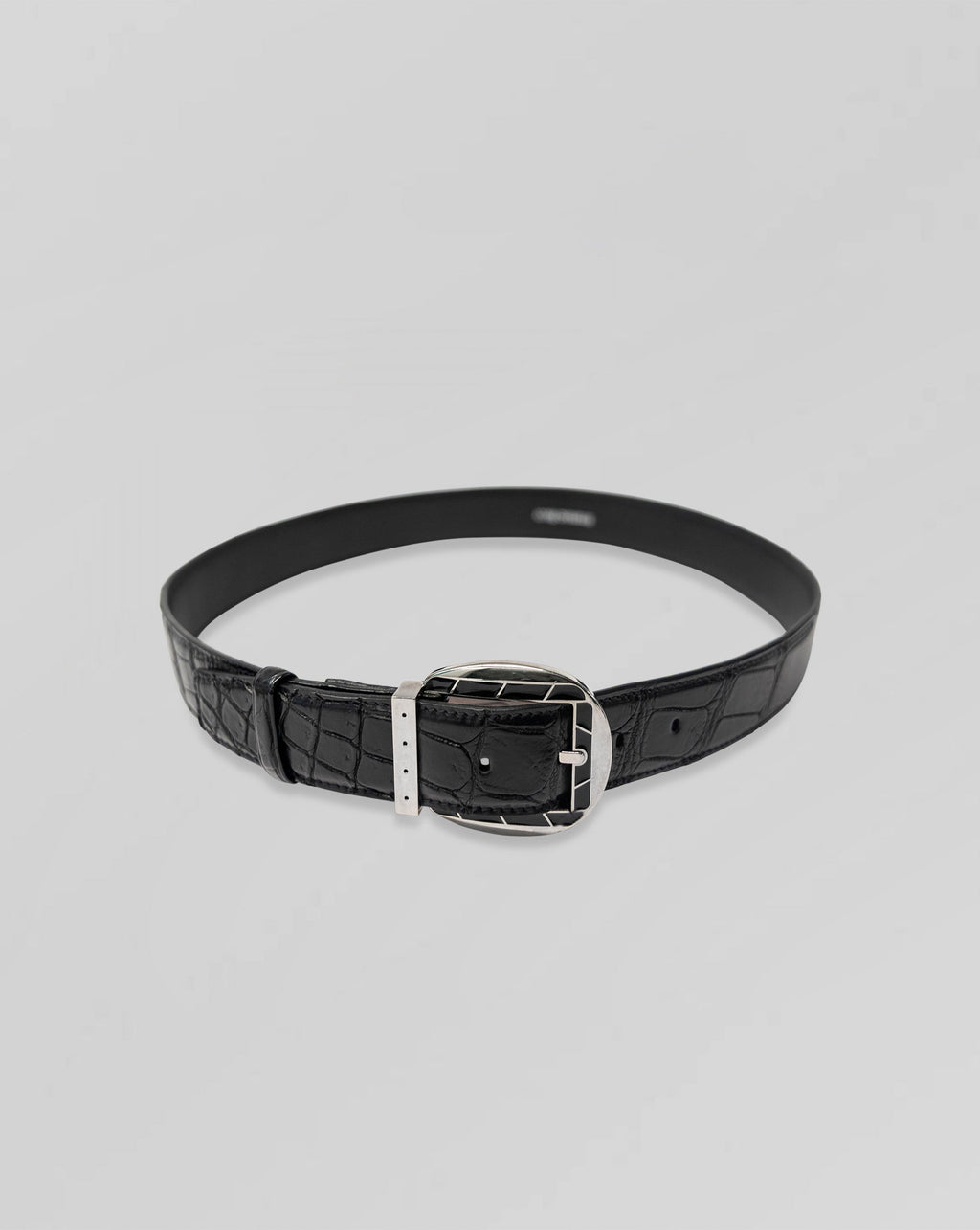 Stefano Ricci Crocodile Leather Belt Silver Buckle