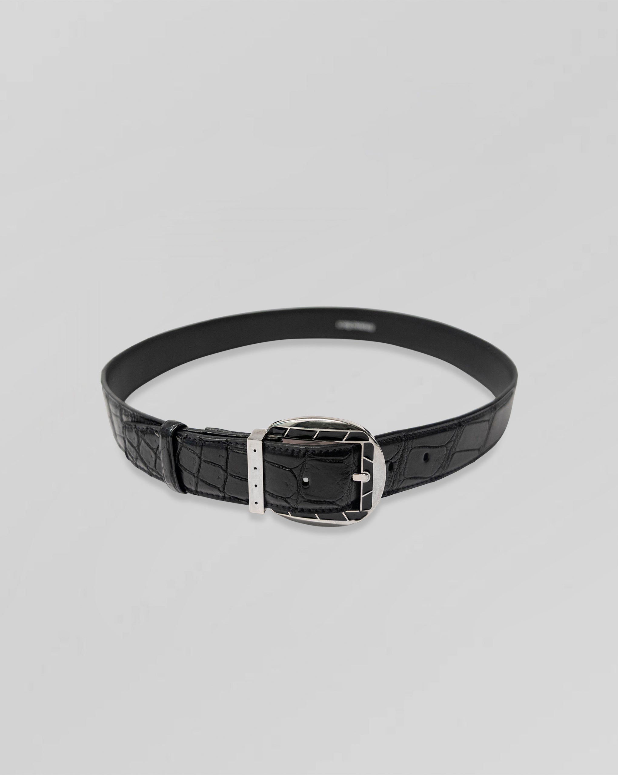 Stefano Ricci Crocodile Leather Belt Silver Buckle