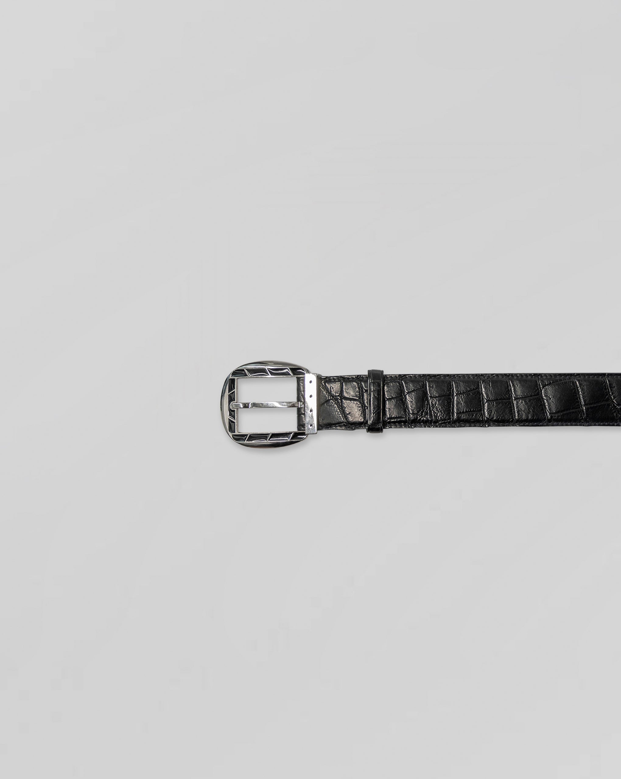 Stefano Ricci Crocodile Leather Belt Silver Buckle