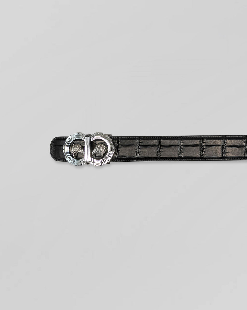 Stefano Ricci Crocodile Leather Eagle Buckle Belt – Black Luxury Dress Belt