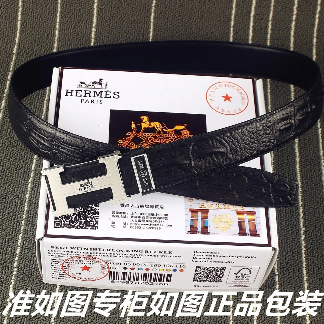HM Original Belt 38mm Black Epsom Sliver Buckle 620267 |Hermès belt