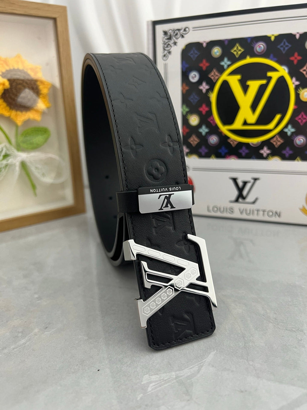 LOUIS VUITTON LV 25S BELT 38 MM IN BLACK CALFSKIN 593278