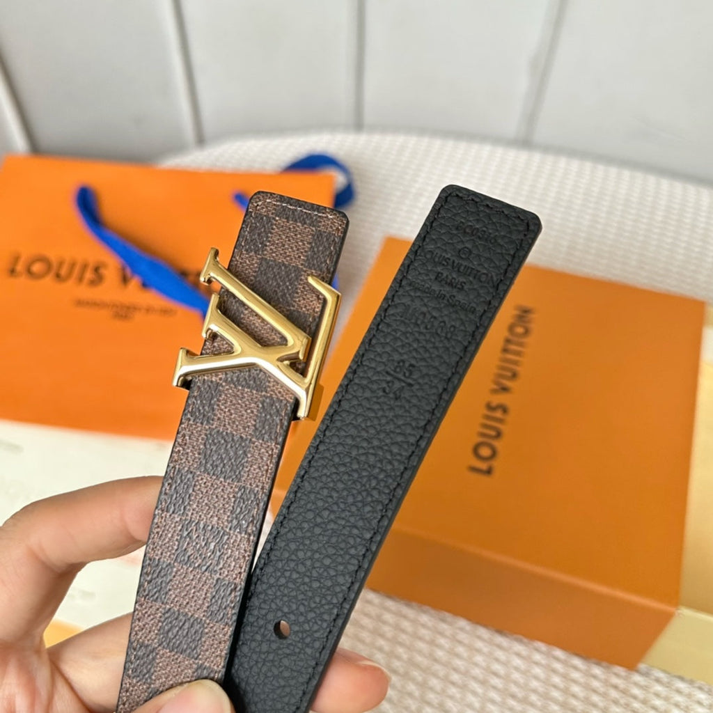 LOUIS VUITTON LV ICONIC 25 MM IN BROWN DAMIER CALFSKIN GOLD HARDWARE