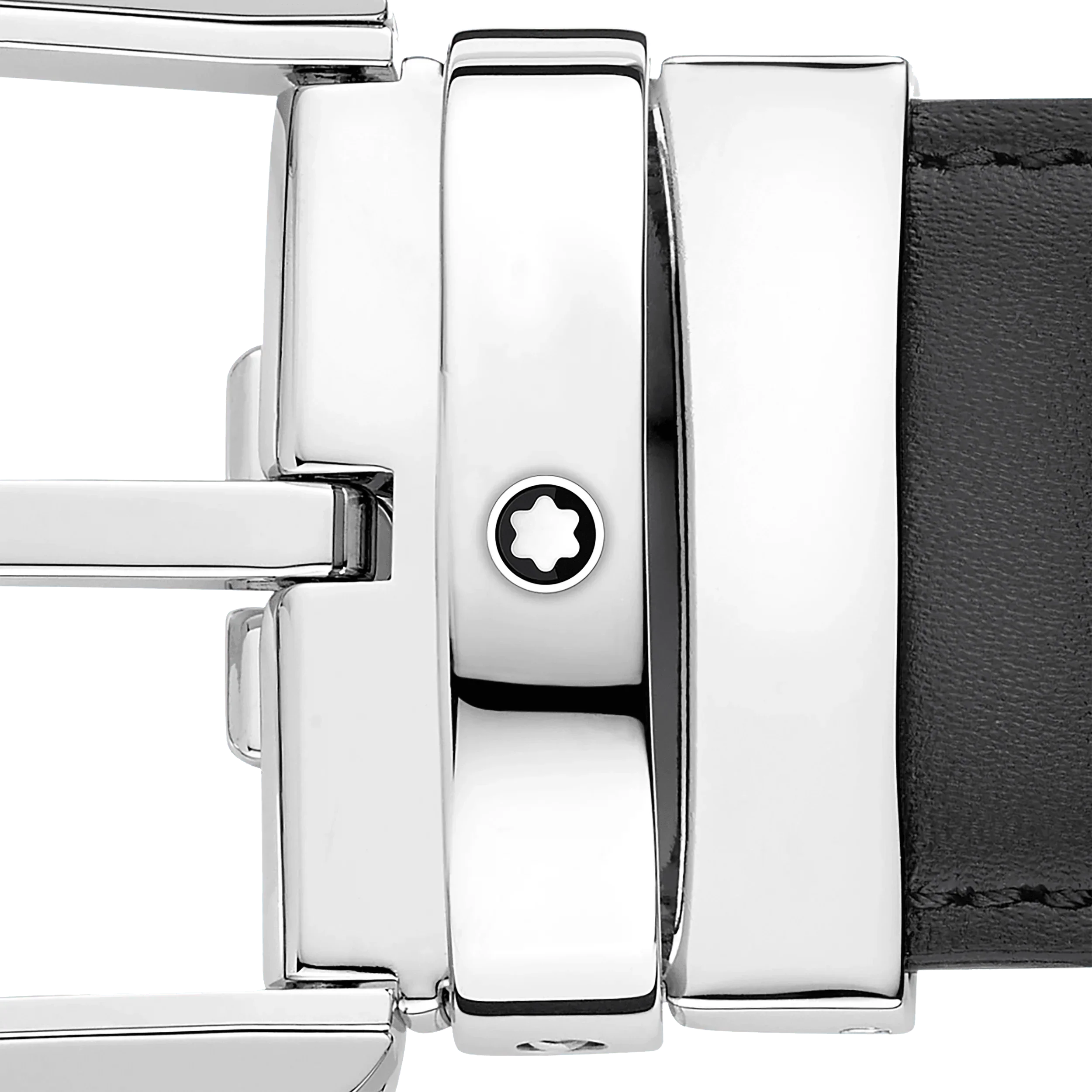Montblanc 35mm gray leather belt with horseshoe buckle 129437